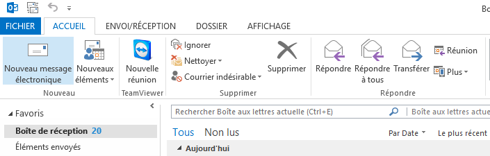 Illustration fenêtre pricinpale Outlook